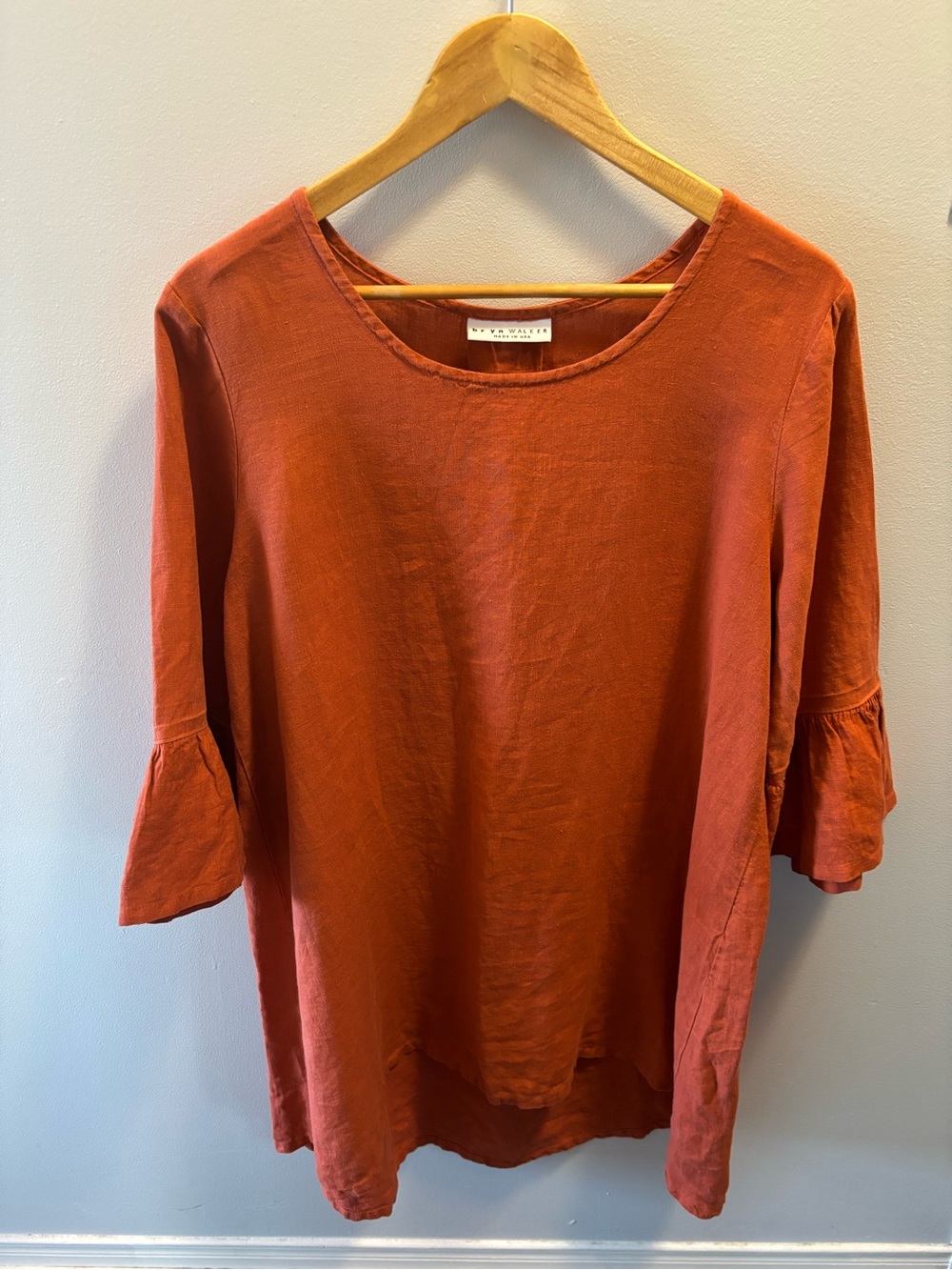 Bryn Walker Linen Tunic Dress
Burnt Orange S Ruffle Sleeves Lagenlook Bohemian